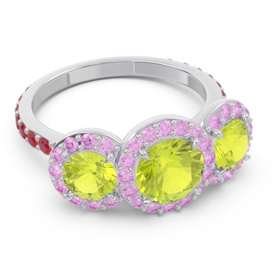 Three Stone Halo Abhra Ring