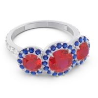 Three Stone Halo Abhra Ring