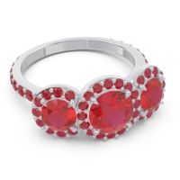 Three Stone Halo Abhra Ring