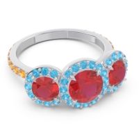 Three Stone Halo Abhra Ring