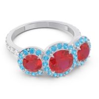 Three Stone Halo Abhra Ring