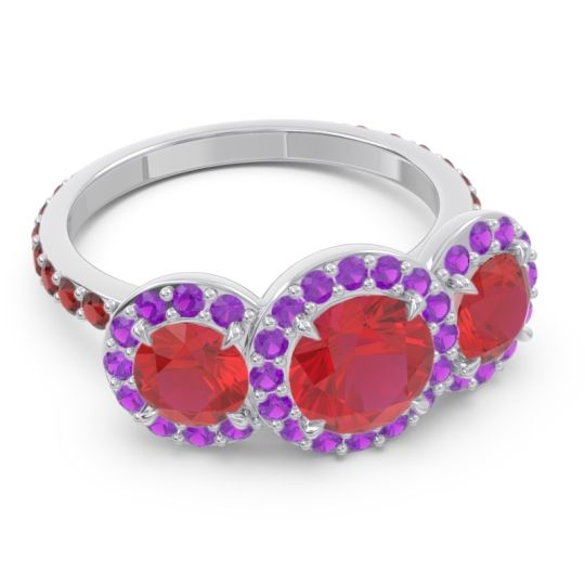 Three Stone Halo Abhra Ring