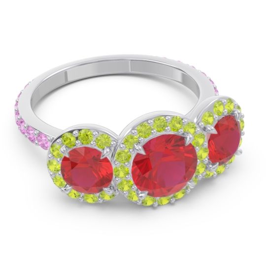 Three Stone Halo Abhra Ring