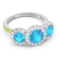 Three Stone Halo Abhra Ring