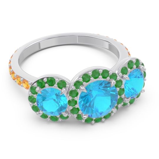 Three Stone Halo Abhra Ring