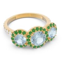 Three Stone Halo Abhra Ring