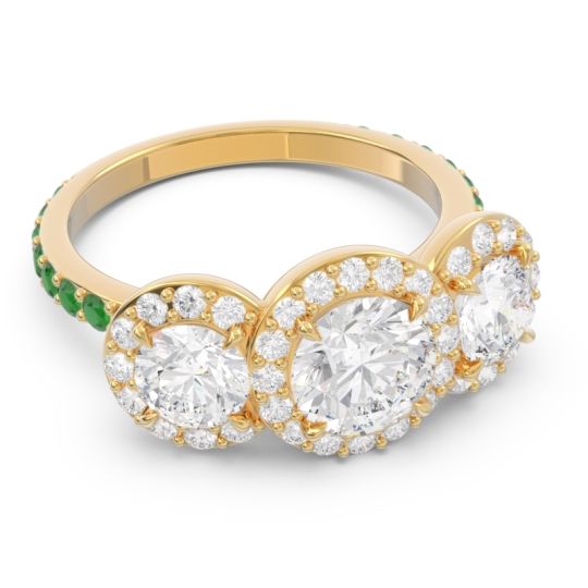 Three Stone Halo Abhra Ring