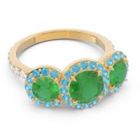 Three Stone Halo Abhra Ring