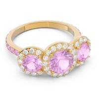 Three Stone Halo Abhra Ring