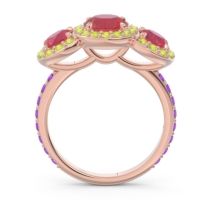Three Stone Halo Abhra Ring