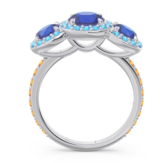 Three Stone Halo Abhra Ring