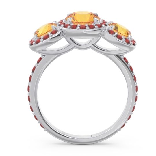 Three Stone Halo Abhra Ring