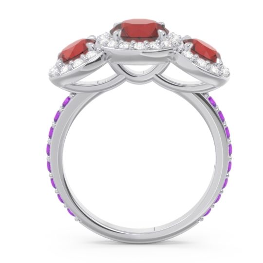 Three Stone Halo Abhra Ring