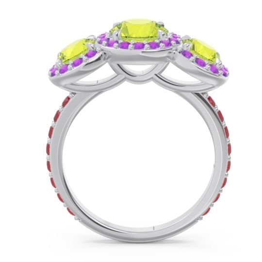 Three Stone Halo Abhra Ring
