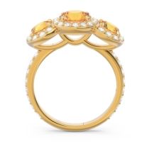 Three Stone Halo Abhra Ring