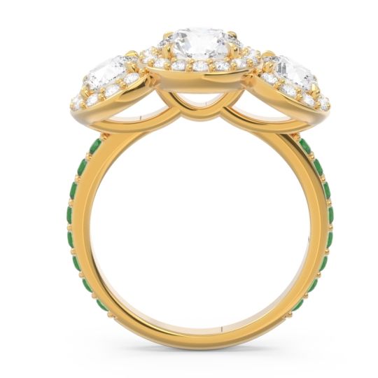 Three Stone Halo Abhra Ring