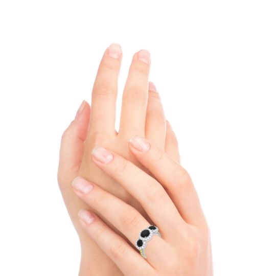 Three Stone Halo Abhra Ring