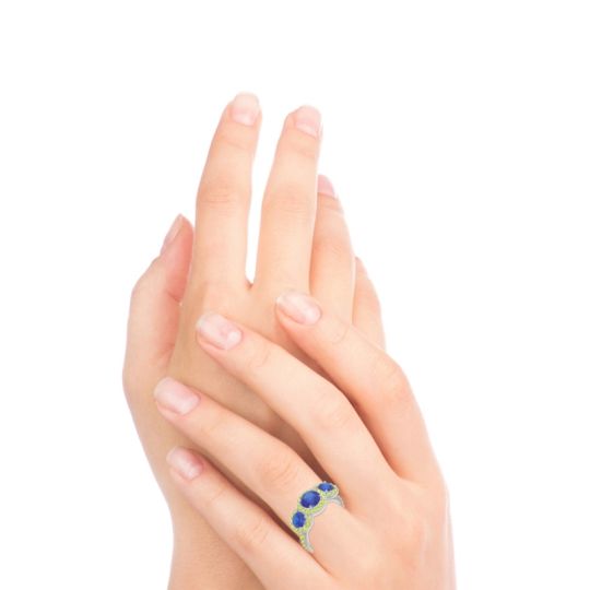 Three Stone Halo Abhra Ring