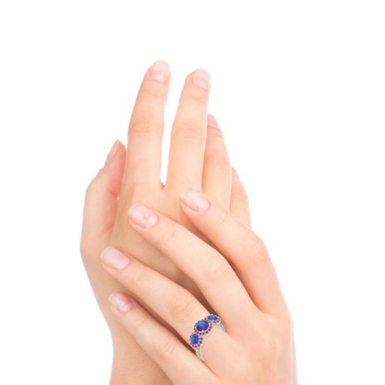 Three Stone Halo Abhra Ring