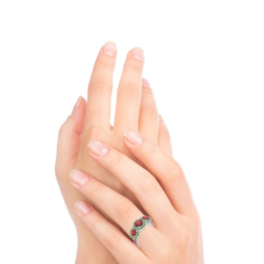 Three Stone Halo Abhra Ring