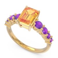 Pave Emerald Cut Vikara Ring