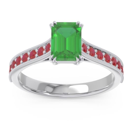 Pave Milgrain Emerald Cut Druna Ring