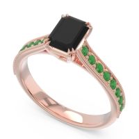 Pave Milgrain Emerald Cut Druna Ring