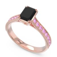 Pave Milgrain Emerald Cut Druna Ring