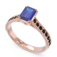 Pave Milgrain Emerald Cut Druna Ring