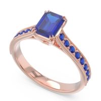 Pave Milgrain Emerald Cut Druna Ring