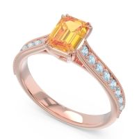 Pave Milgrain Emerald Cut Druna Ring