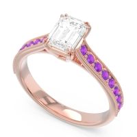 Pave Milgrain Emerald Cut Druna Ring