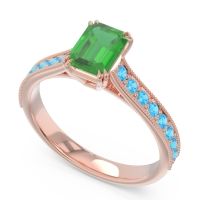 Pave Milgrain Emerald Cut Druna Ring