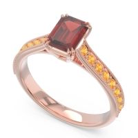 Pave Milgrain Emerald Cut Druna Ring