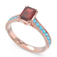 Pave Milgrain Emerald Cut Druna Ring