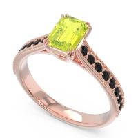 Pave Milgrain Emerald Cut Druna Ring