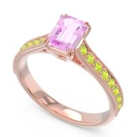 Pave Milgrain Emerald Cut Druna Ring