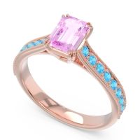 Pave Milgrain Emerald Cut Druna Ring