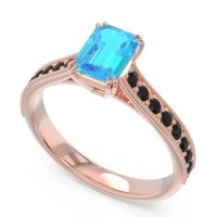 Pave Milgrain Emerald Cut Druna Ring