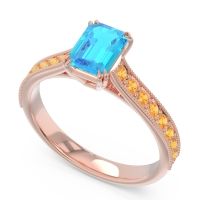 Pave Milgrain Emerald Cut Druna Ring