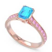 Pave Milgrain Emerald Cut Druna Ring