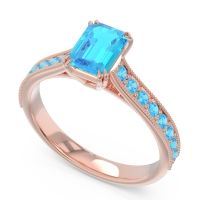 Pave Milgrain Emerald Cut Druna Ring