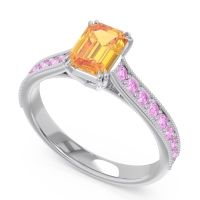 Pave Milgrain Emerald Cut Druna Ring