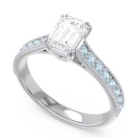 Pave Milgrain Emerald Cut Druna Ring