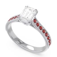 Pave Milgrain Emerald Cut Druna Ring
