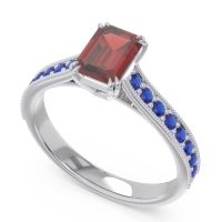 Pave Milgrain Emerald Cut Druna Ring