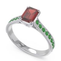 Pave Milgrain Emerald Cut Druna Ring