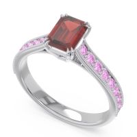 Pave Milgrain Emerald Cut Druna Ring