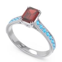 Pave Milgrain Emerald Cut Druna Ring