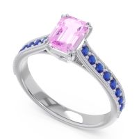 Pave Milgrain Emerald Cut Druna Ring